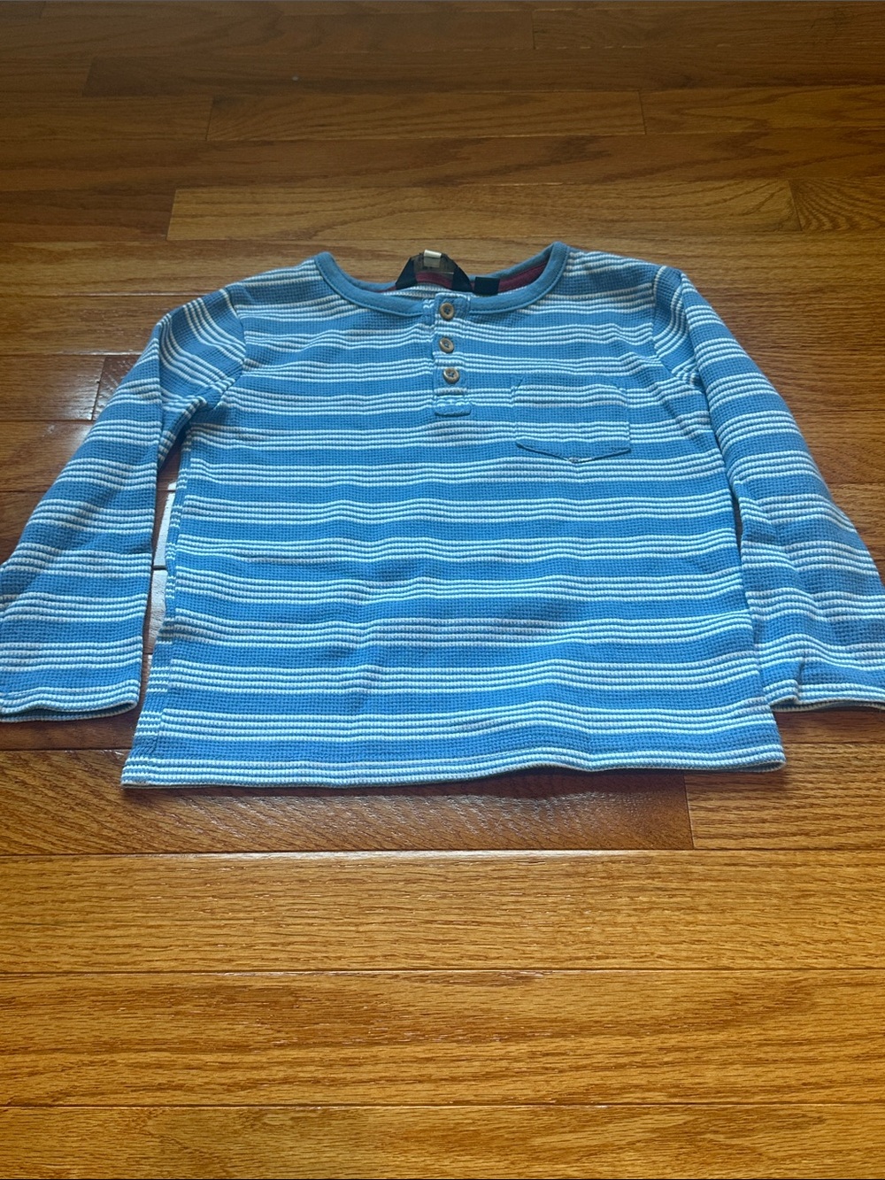 Ben Sherman Blue and White Striped Henley Long-Sleeve Top